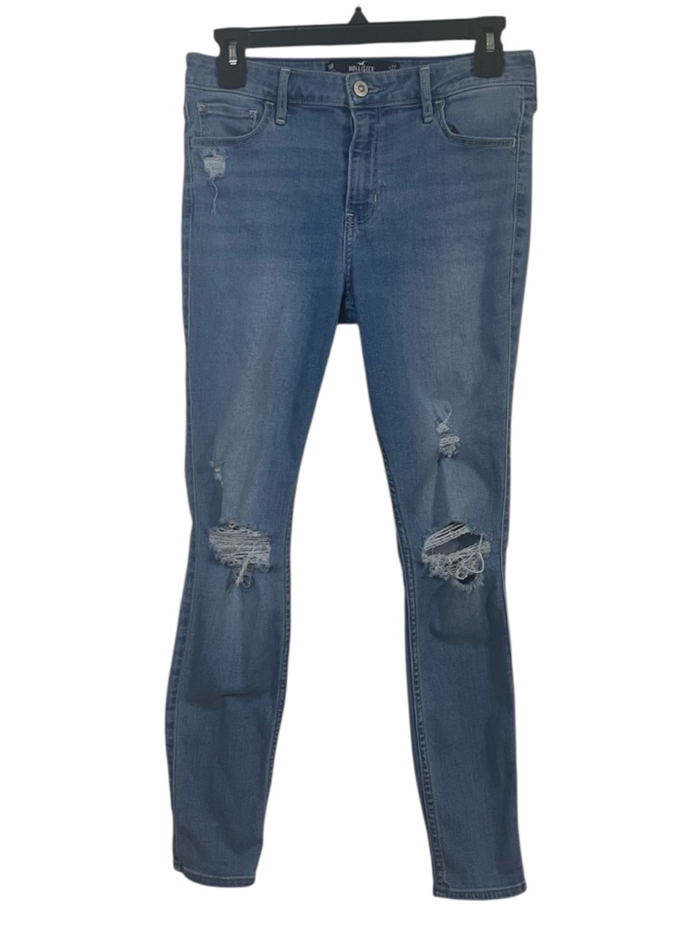Hollister Distressed Jeans Women's 5R 27x26 Mid Rise Crop Super Skinny Med Wash